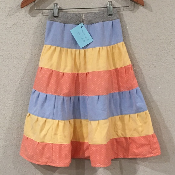 Skirt Girl 6 100% Cotton Ruffle Tiered Colorblock Stripe Boho Mom and Pop’s Kids - Picture 1 of 8